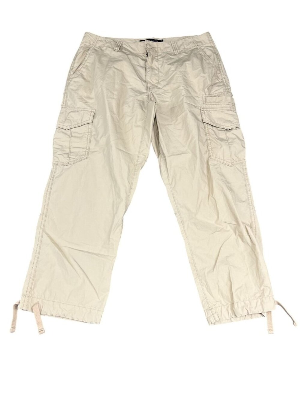 Tommy Hilfiger Mens Beige Cargo Pants Custom Fit Drawstring Hem Size 33